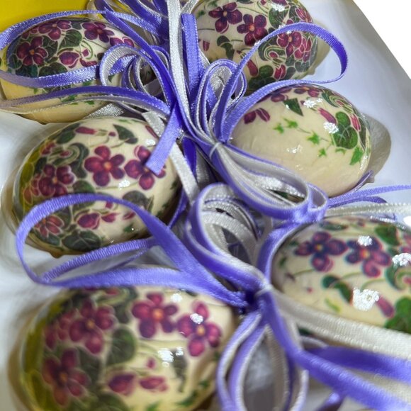 VTG Spring Easter Egg Paper Mache Floral Ornaments Made in Taiwan Lot of 12 NIB - Picture 3 of 10